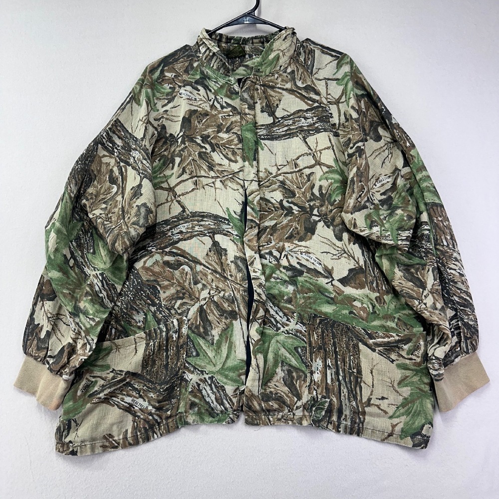 VTG 80s SPARTAN Shirt Mens Large RealTree Camo Stealthscreen Mesh Full-Zip‎ L/S